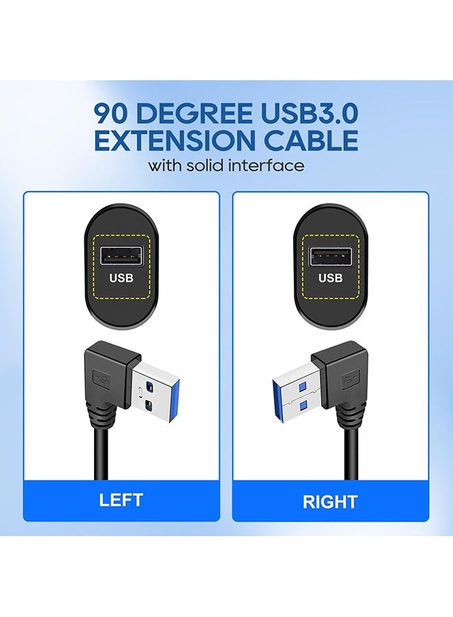 Wffo 2PCS 90 Degree USB 3.0 Extension Cable - Updated Short High Speed USB Cable Extender Adapter - Horizontal Left & Right Angle Male to Female for Monitor Printer Charging Cable Game Controller Flash Drive - 60cm/Black - Image 3